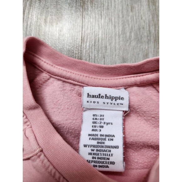 Haute Hippie Kids Pullover Sweater Pink Long Sleeve Crewneck Ruffle Sz 3T - Picture 4 of 9